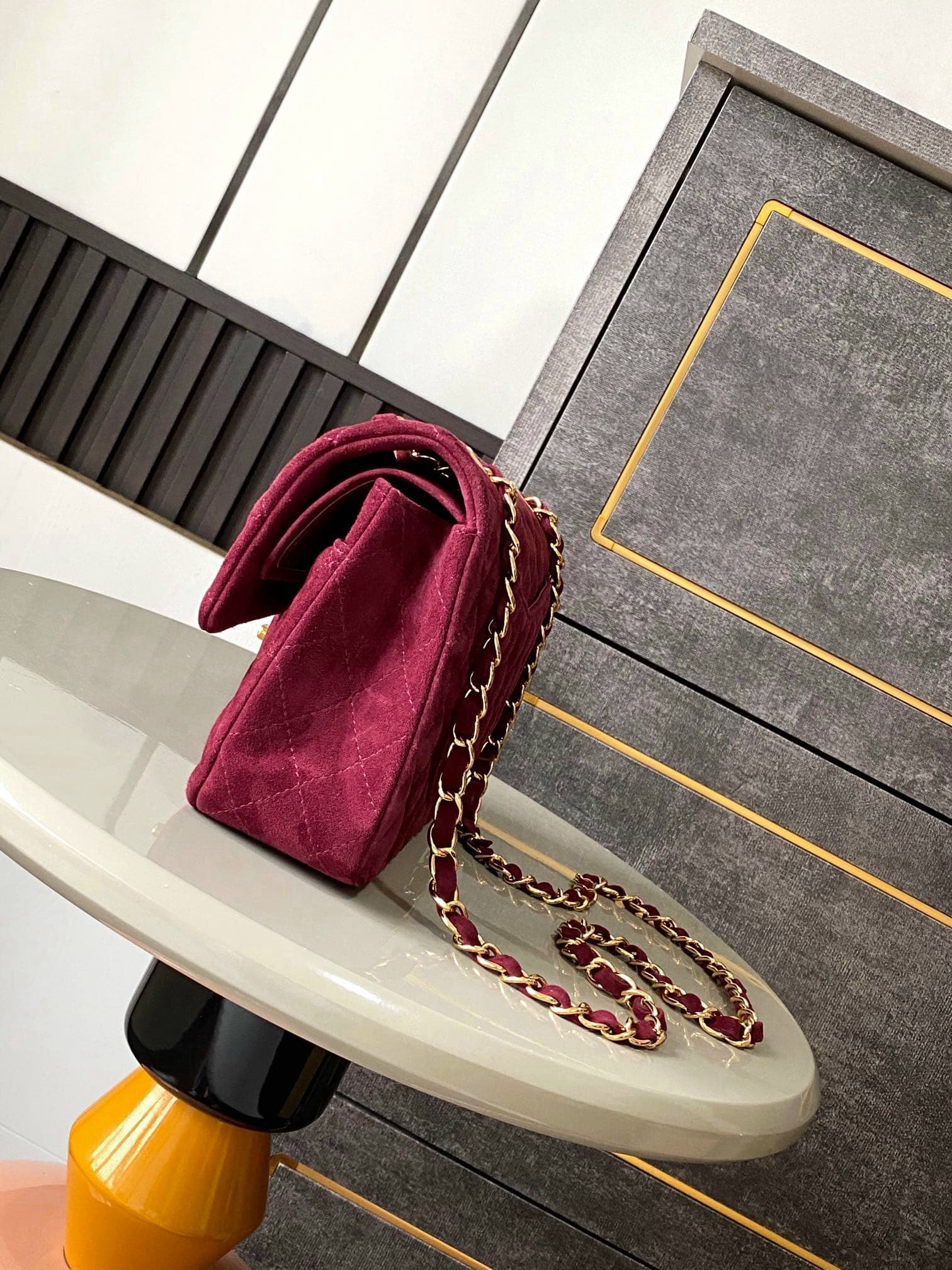 Yupoo Chanel 2.55 / CF Suede Flap Bag – Burgundy image 2