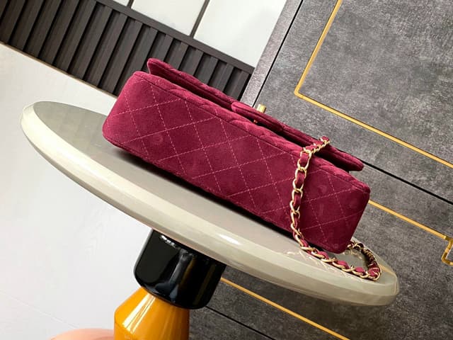 Yupoo Chanel 2.55 / CF Suede Flap Bag – Burgundy | Rep Bags image 4