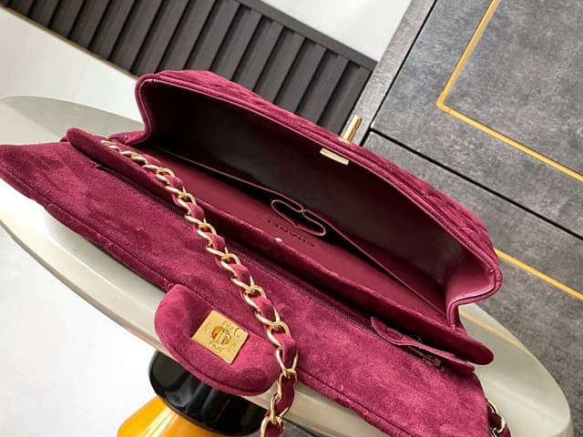 Yupoo Chanel 2.55 / CF Suede Flap Bag – Burgundy | Rep Bags image 6