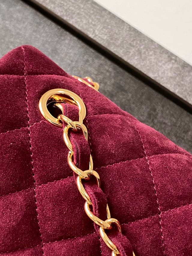 Yupoo Chanel 2.55 / CF Suede Flap Bag – Burgundy | Rep Bags image 8
