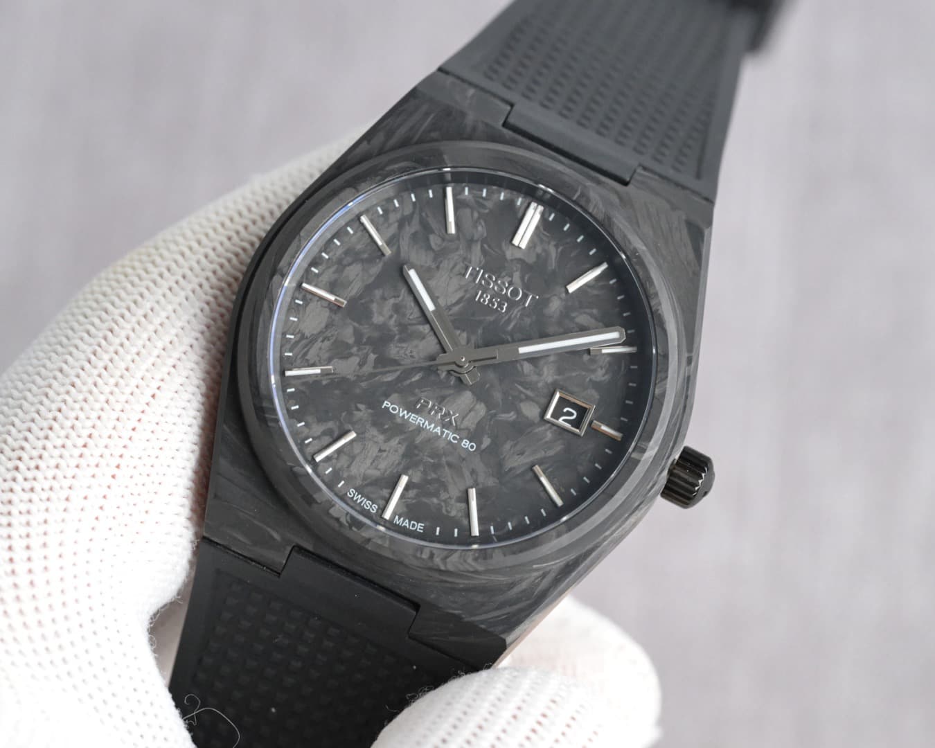 Best quanlity Rep Watches Tissot PRX Poweramtic 80 Black Warrior Carbon Fiber Watch image 3