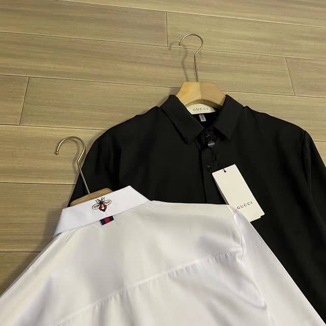 YupooPA GUCCI Bee Embroidery Stripe Wrinkle-Resistant Long-Sleeve Shirt | Yupoo Rep Clothing image 2