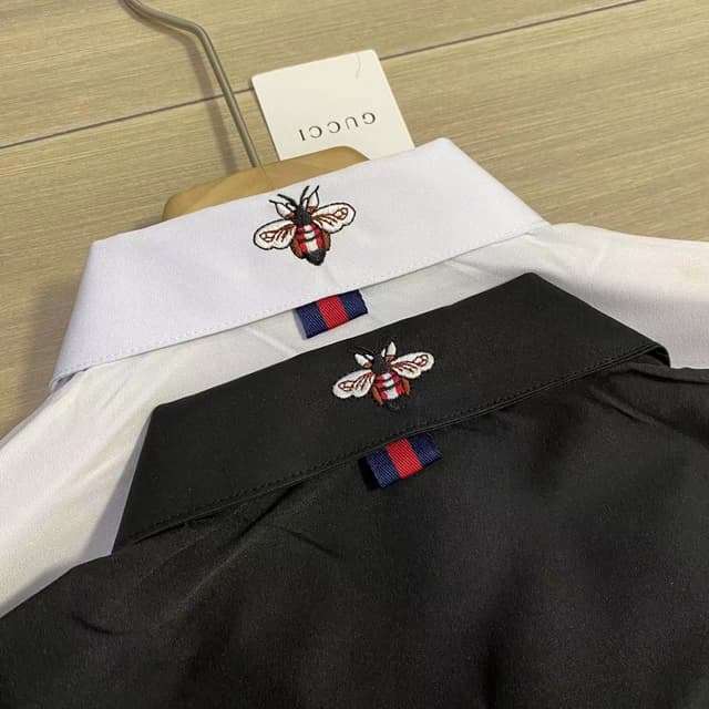YupooPA GUCCI Bee Embroidery Stripe Wrinkle-Resistant Long-Sleeve Shirt | Yupoo Rep Clothing image 7