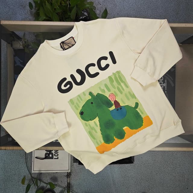 YupooPA Gucci green illustration pattern logo printed casual hoodie | Yupoo Rep Clothing image 3