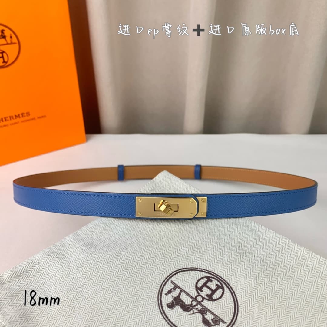 Hermes Belt Kelly 1.8cm Reversible Blue | Yupoo Rep Belts image 1