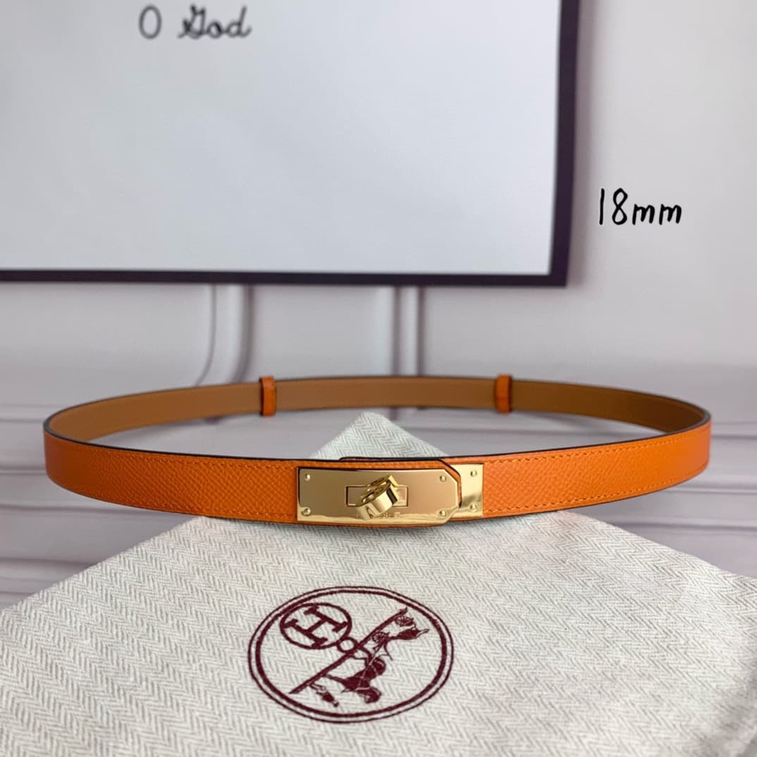 Hermes Belt Kelly 1.8cm Reversible Orange | Yupoo Rep Belts image 1