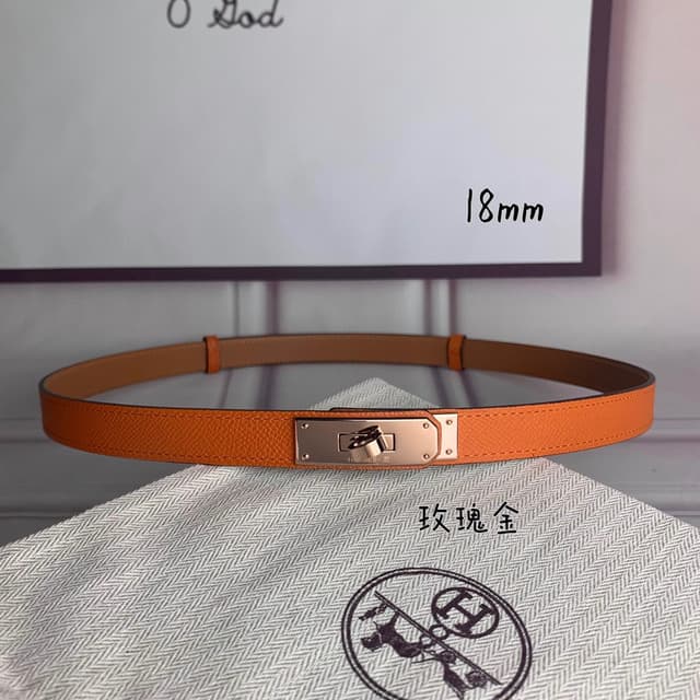 Hermes Belt Kelly 1.8cm Reversible Orange | Yupoo Rep Belts image 2