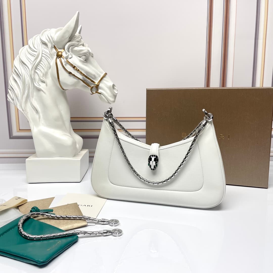 Bulgari Serpenti Baia Shoulder Bag - Diamond White | Yupoo Rep Items