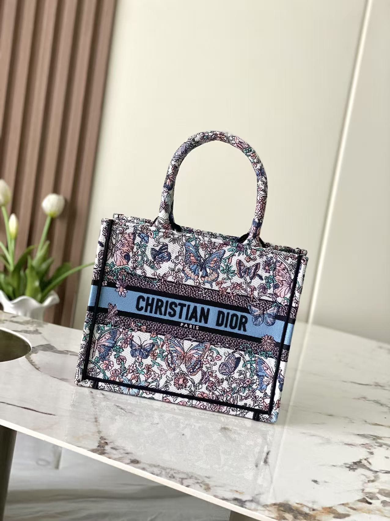 Dior Book Tote Mini Apricot Butterfly Embroidery 99308 | Yupoo Rep Bags image 1