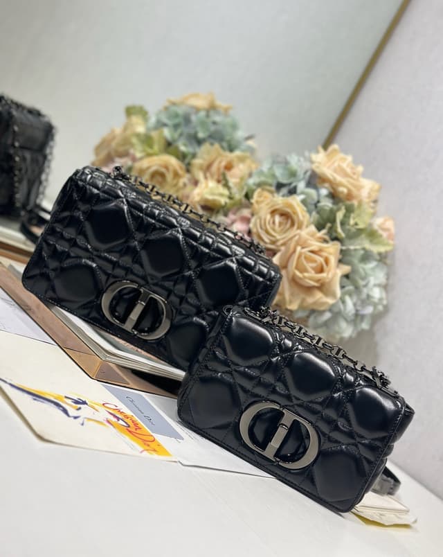Dior Caro Bag Black Waxed Leather Silver Metal Buckle | Yupoo Rep Bags image 2