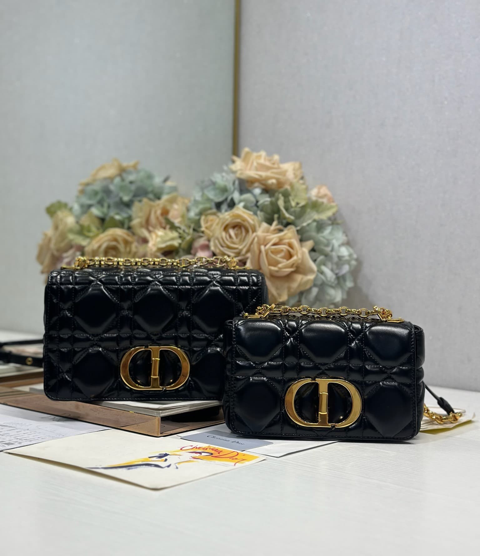 Dior Caro Oversized Macrocannage Bag In Black Waxed Leather | Yupoo Rep Bags