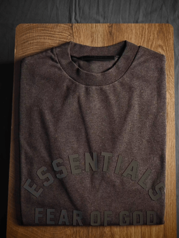 Fear Of God Essentials Heavy Short-Sleeve Tee - Heather Wood YupooPA Fog image 3