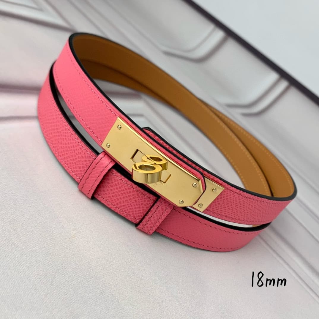 YupooPA Hermes Belt Kelly 1.8Cm Reversible Pink Belt image 4