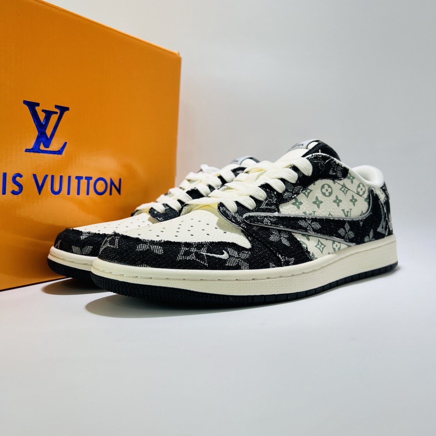 Yupoo shoes: Custom Travis Scott x LV x AJ1 Low Denim Mocha - Yupoo ...